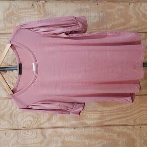 Kim & Cami NWT Pink Ballon Sleeve Rayon Blend Soft Stretch Top Size M